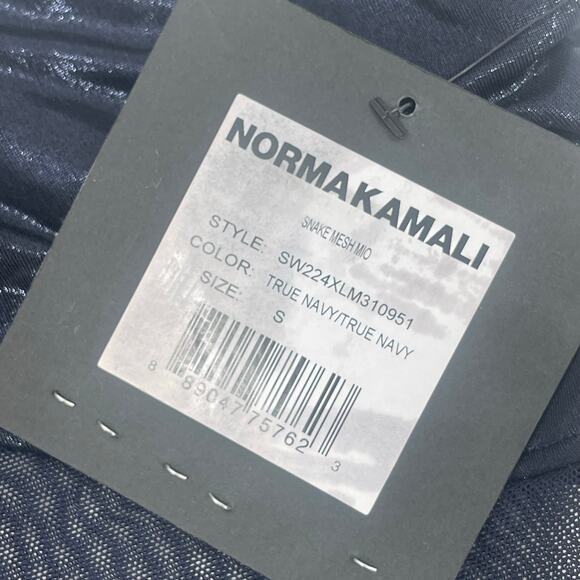 NORMA KAMALI Snake Mesh Mio Swimsuit SZ Small NWT True Navy Metallic Swim Beach - Picture 7 of 15